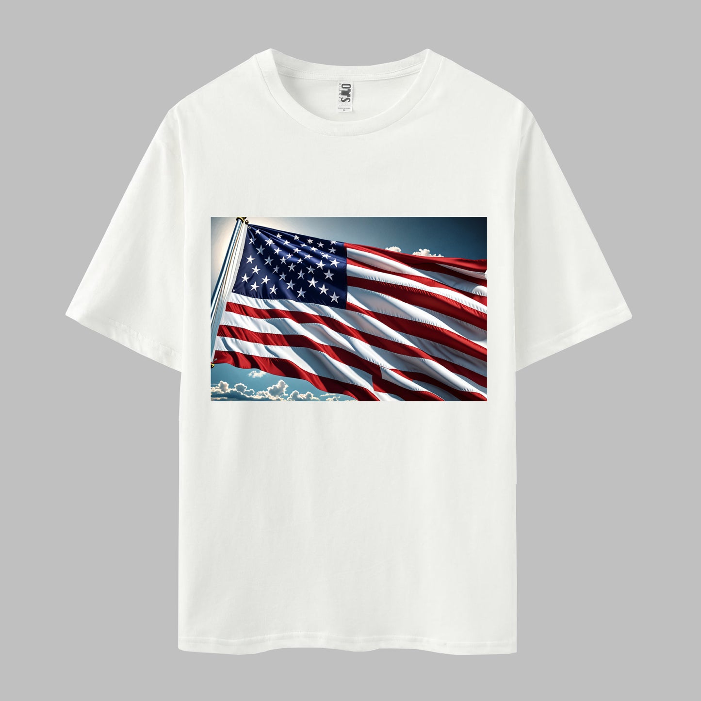 Flag Print Short Sleeve Crew Neck T-shirt
