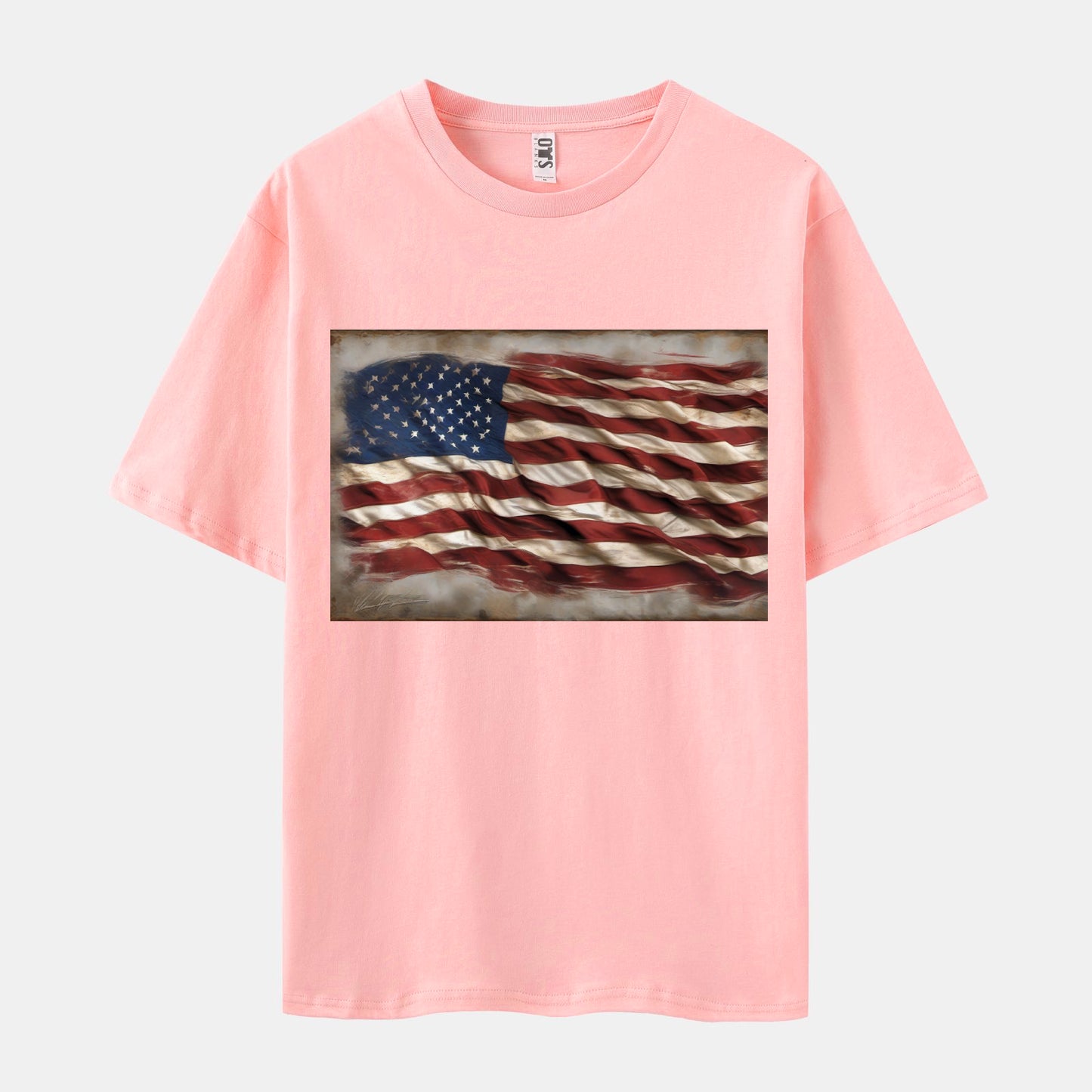 Flag Print Short Sleeve Crew Neck T-shirt