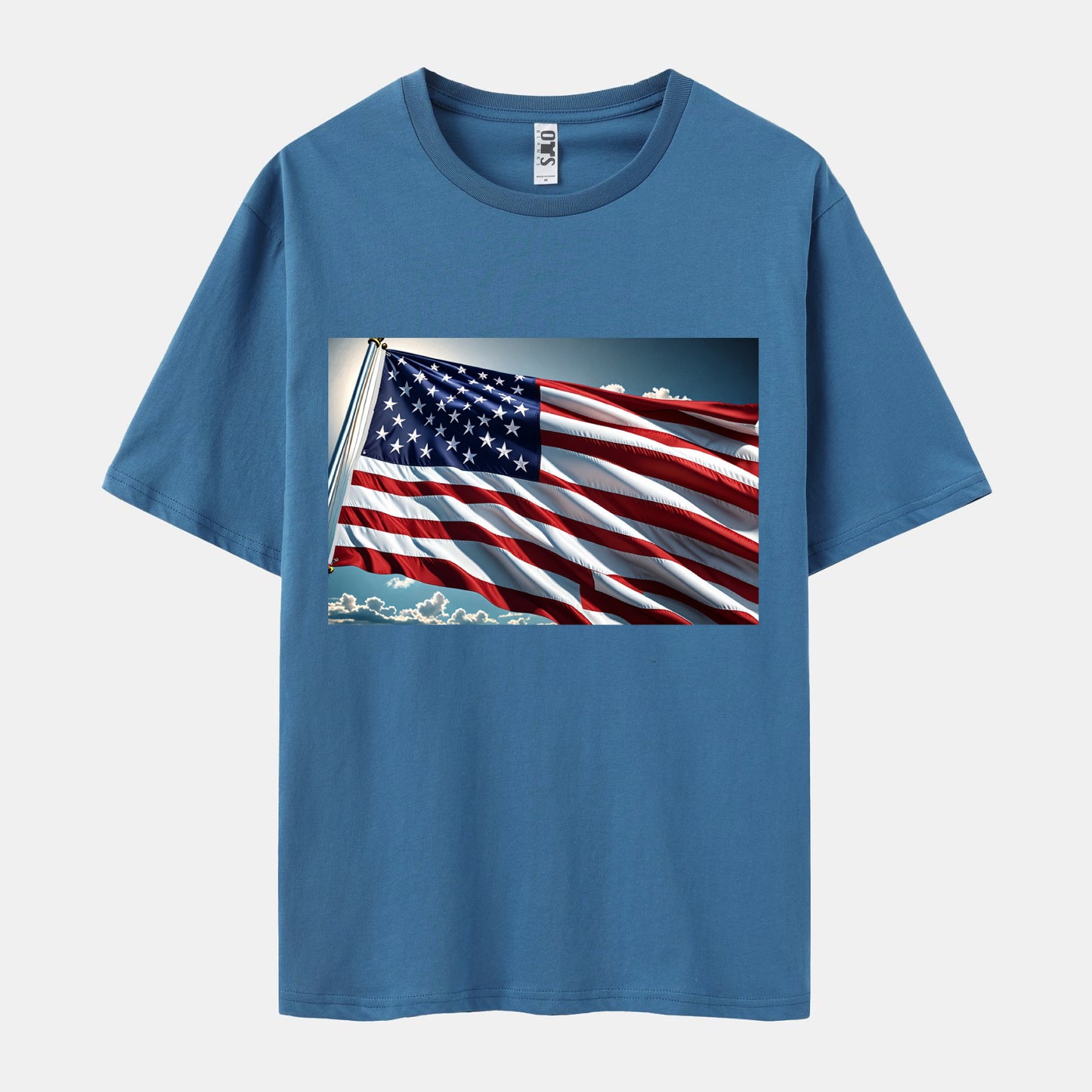 Flag Print Short Sleeve Crew Neck T-shirt