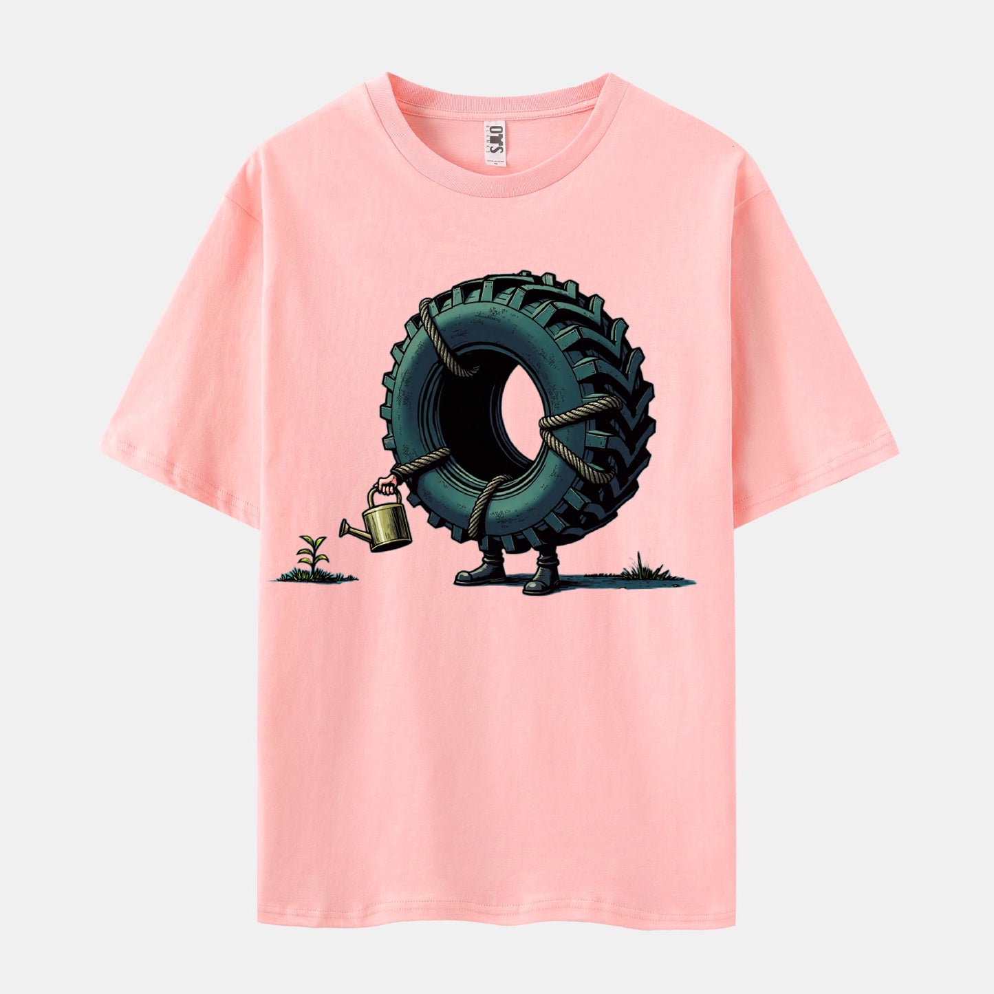 'Tire Gardener' Print Short Sleeve Crew Neck T-shirt