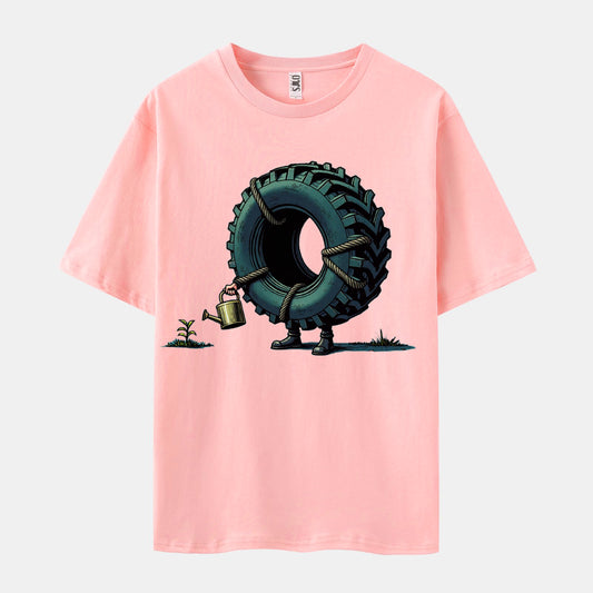 'Tire Gardener' Print Short Sleeve Crew Neck T-shirt