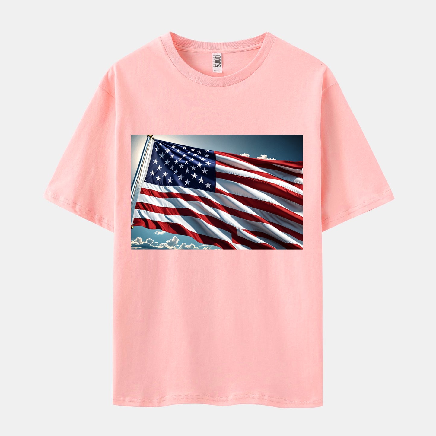 Flag Print Short Sleeve Crew Neck T-shirt