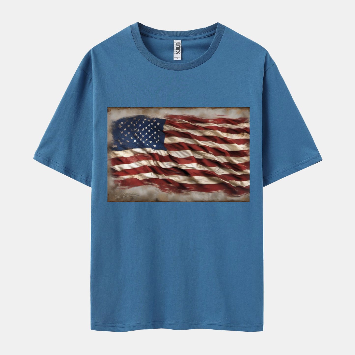 Flag Print Short Sleeve Crew Neck T-shirt