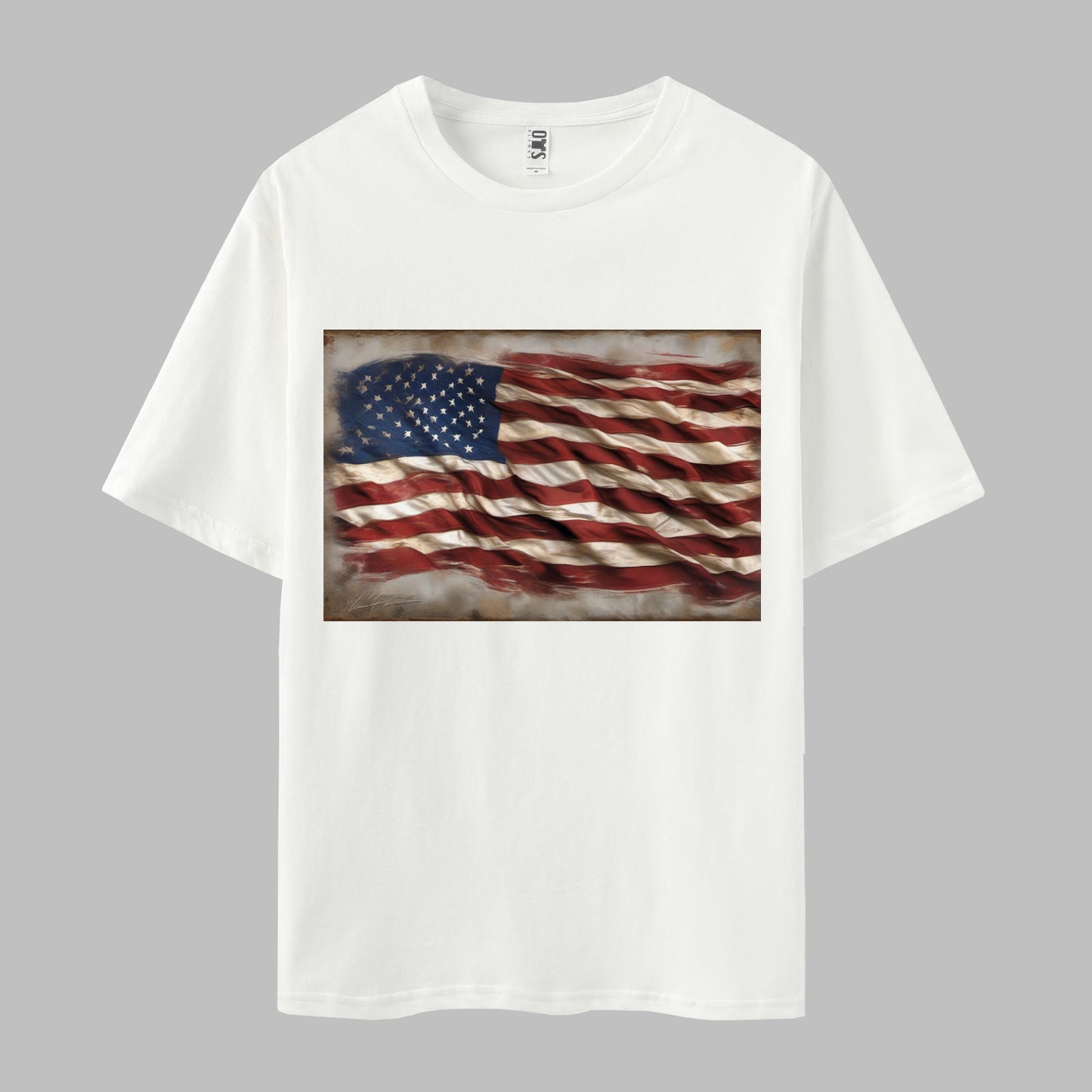 Flag Print Short Sleeve Crew Neck T-shirt