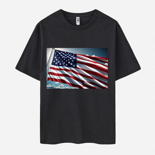 Flag Print Short Sleeve Crew Neck T-shirt