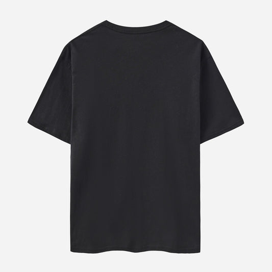Unisex Solid Black Crew Neck