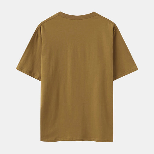 Unisex Solid Camel Brown Crew Neck