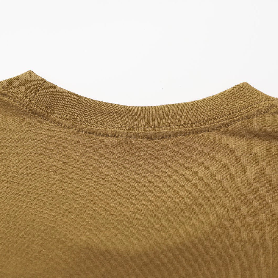 Unisex Solid Camel Brown Crew Neck