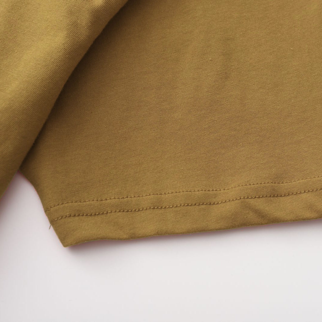 Unisex Solid Camel Brown Crew Neck