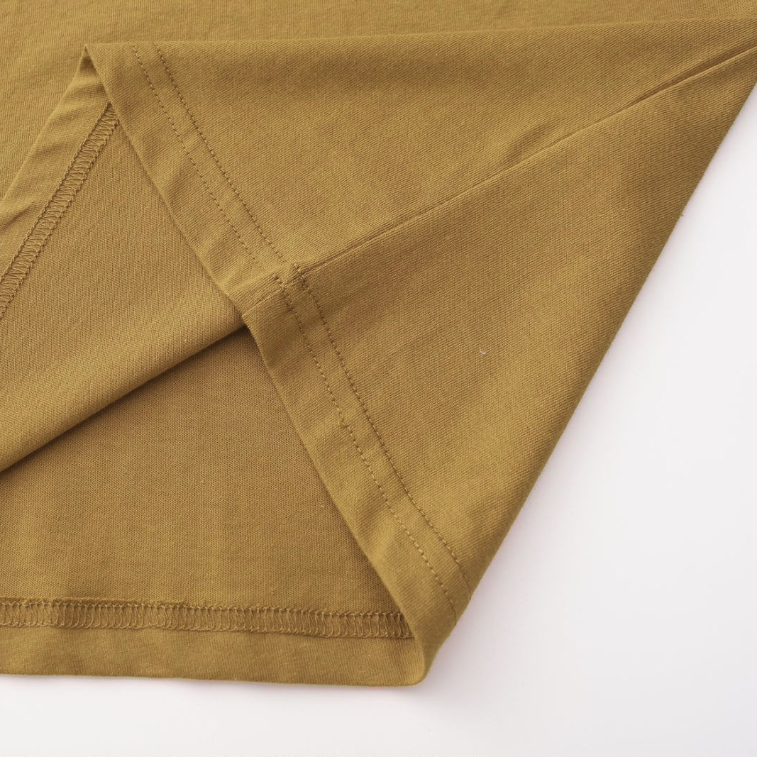 Unisex Solid Camel Brown Crew Neck