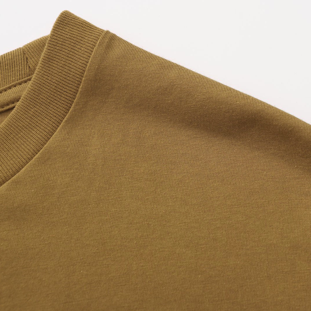 Unisex Solid Camel Brown Crew Neck