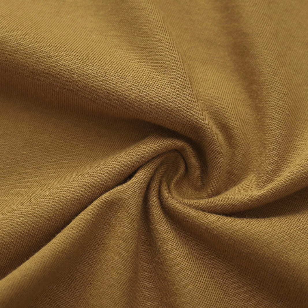 Unisex Solid Camel Brown Crew Neck