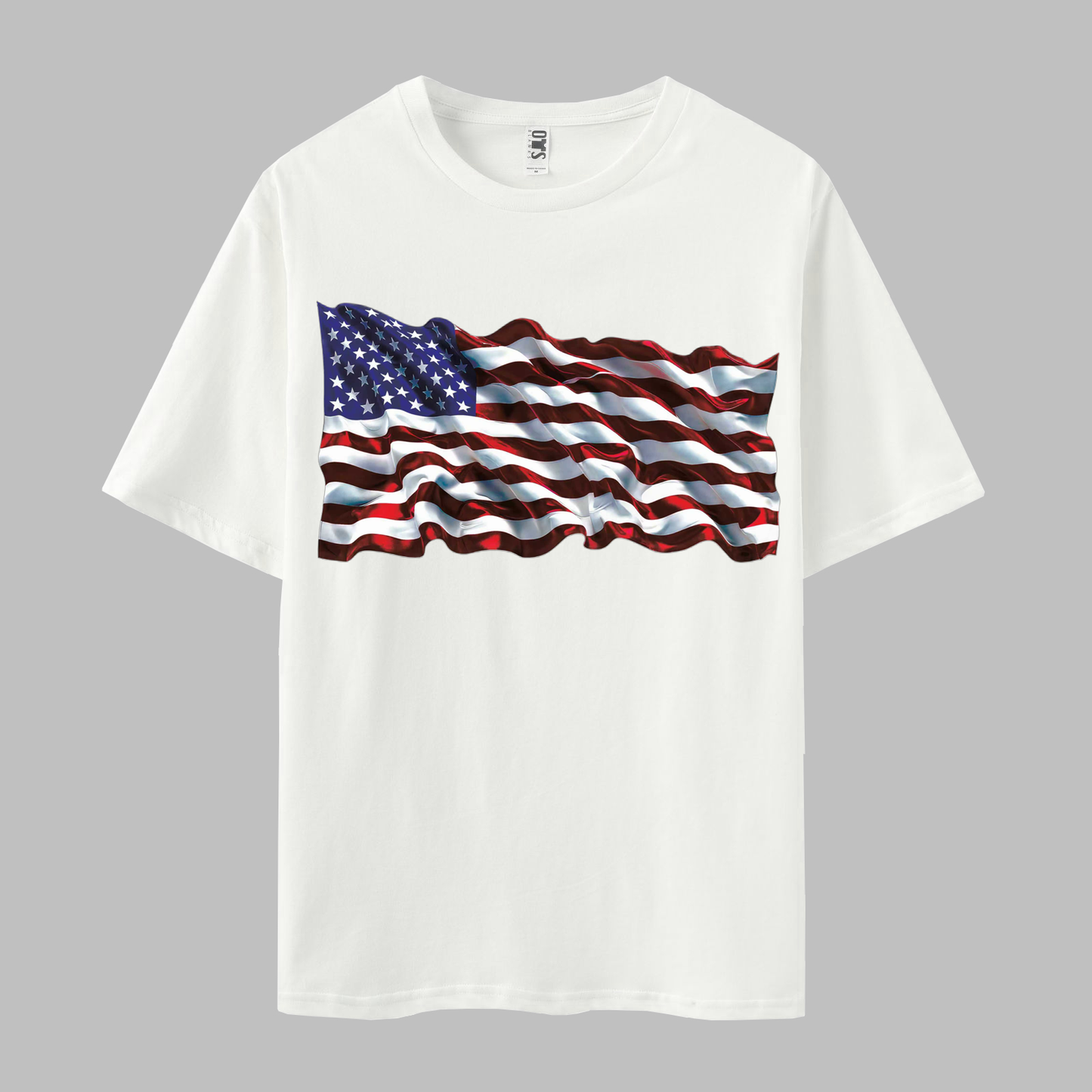 Flag Print Short Sleeve Crew Neck T-shirt