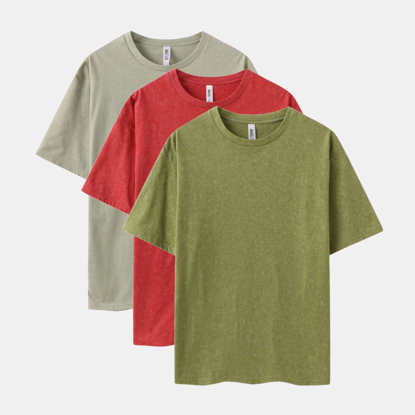 MineraI Wash Crew Neck 3-Pack(Moss/Ruby/Cement)