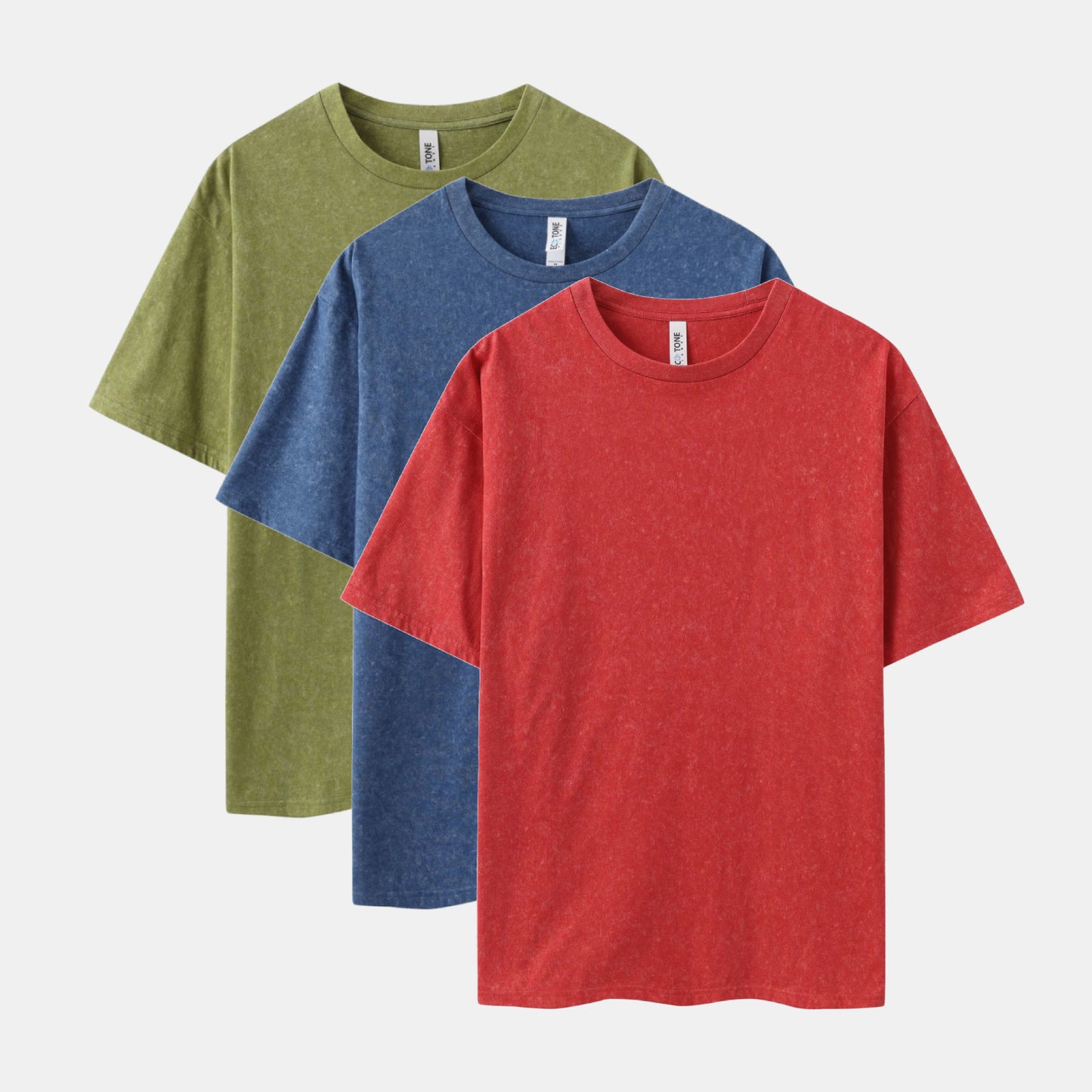 MineraI Wash Crew Neck 3-Pack (Moss/Navy/Ruby)