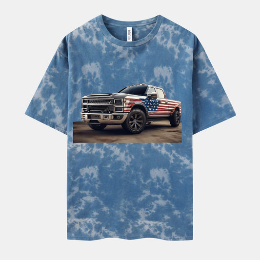 Car Print T-shirt Cew Neck