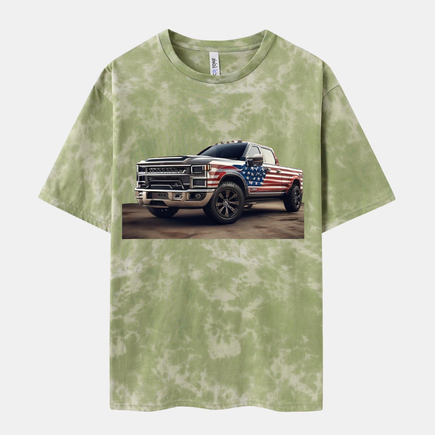 Car Print T-shirt Cew Neck