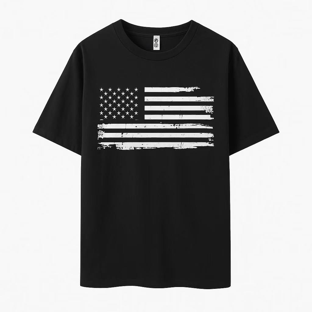 Flag Print Short Sleeve Crew Neck T-shirt