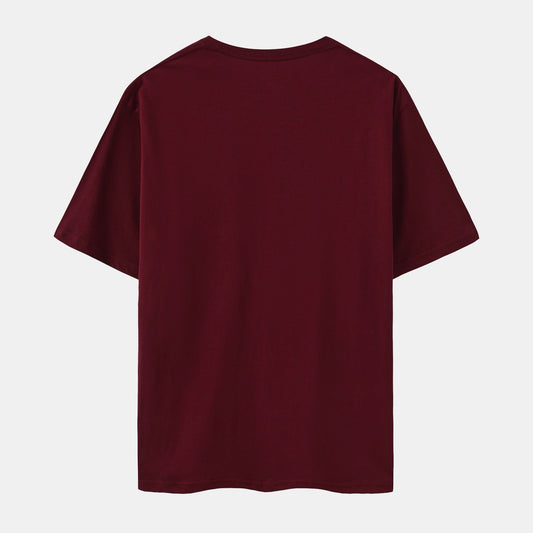Unisex Solid Rich Wine Crew Neck