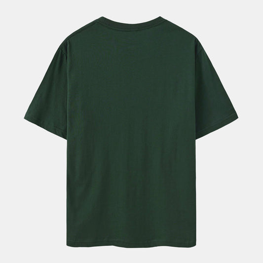 Unisex Solid Spruce Green Crew Neck