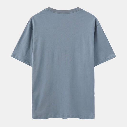 Unisex Solid Steel Crew Neck