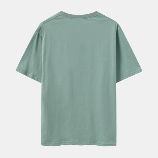 Unisex Solid Stone Blue Crew Neck