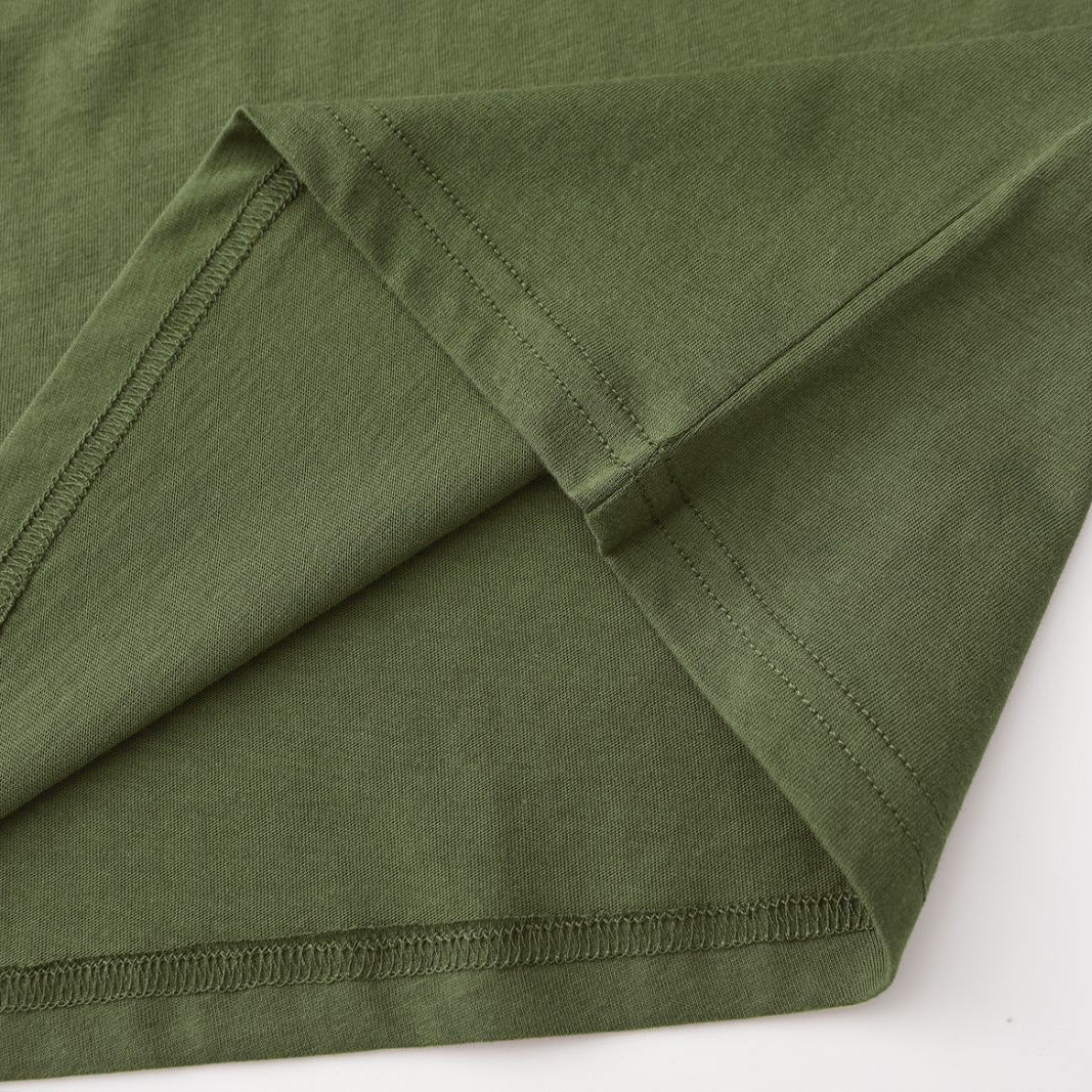 Unisex Solid Surplus Green Crew Neck