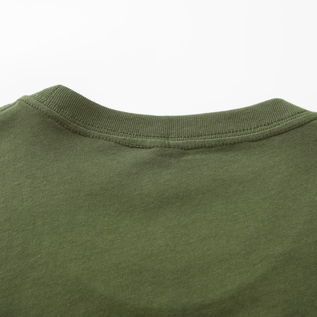 Unisex Solid Surplus Green Crew Neck