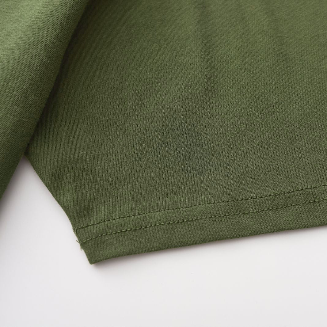 Unisex Solid Surplus Green Crew Neck
