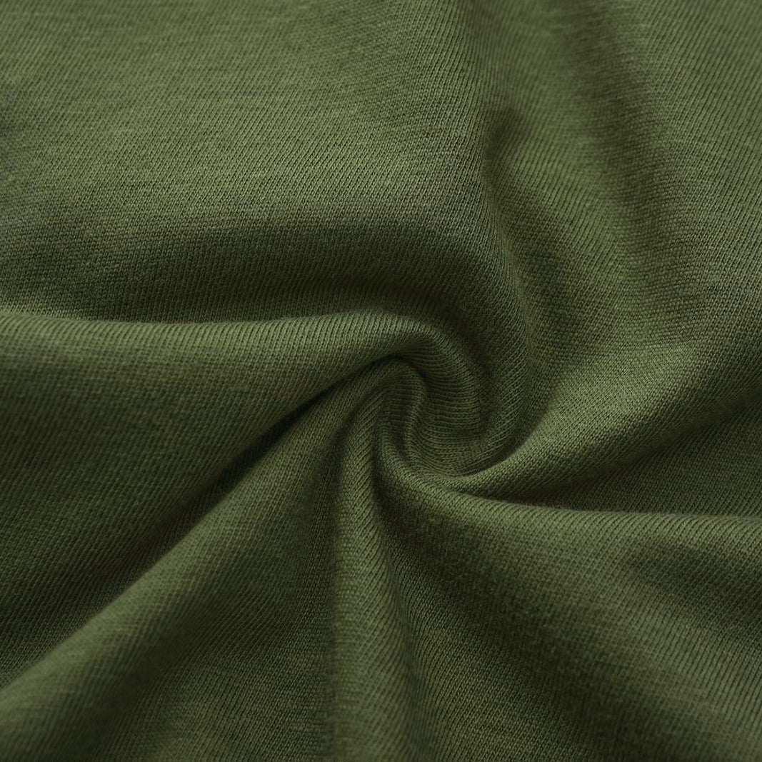 Unisex Solid Surplus Green Crew Neck