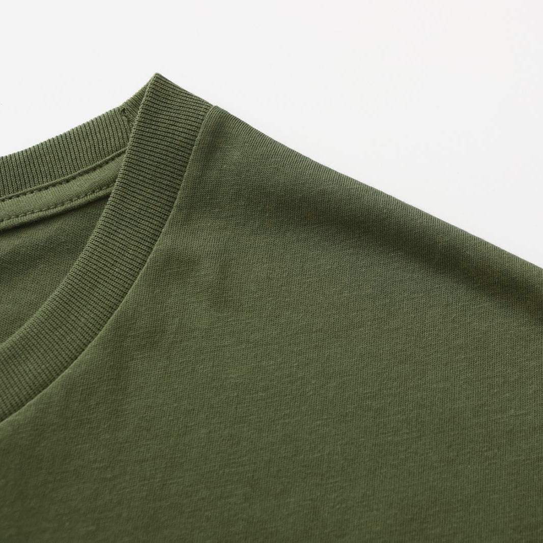 Unisex Solid Surplus Green Crew Neck