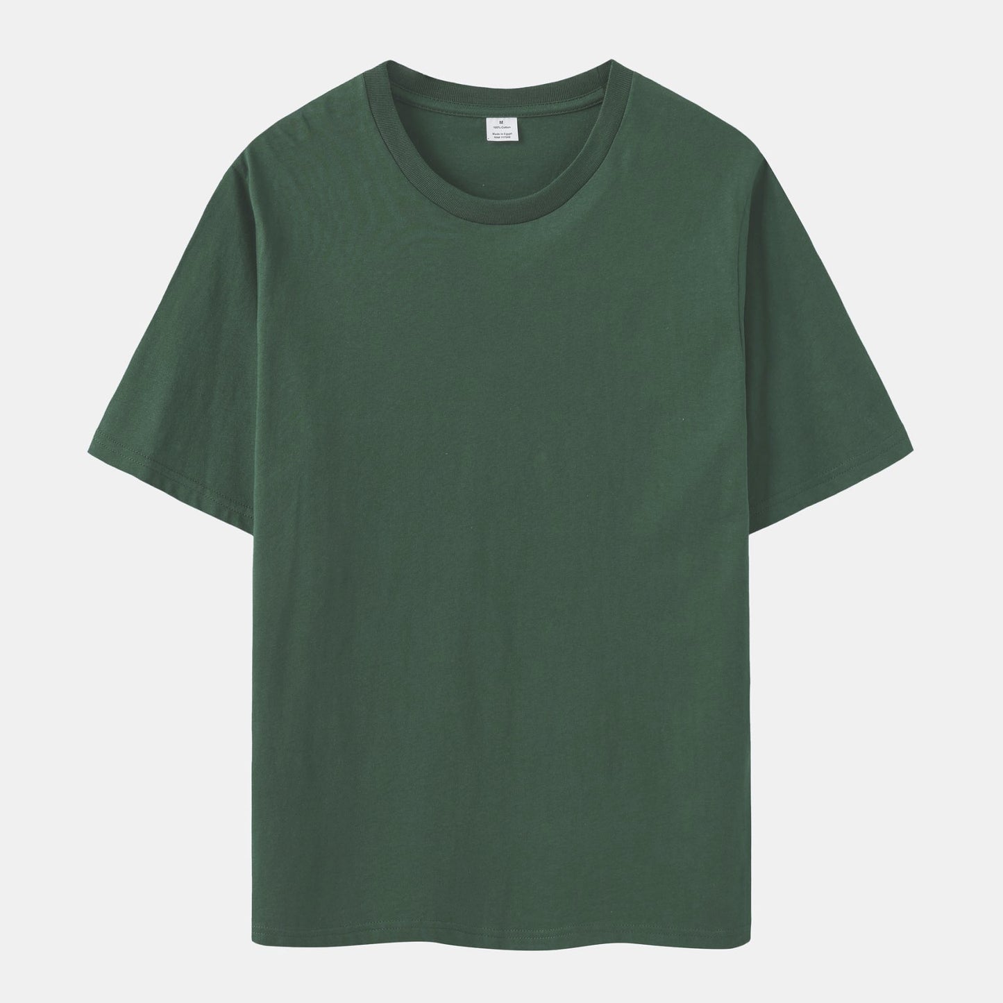 Unisex Solid Thyme Green Crew Neck