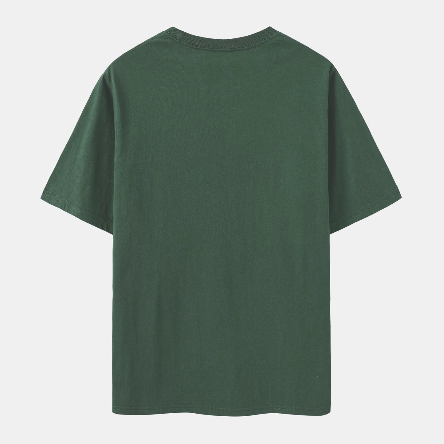 Unisex Solid Thyme Green Crew Neck