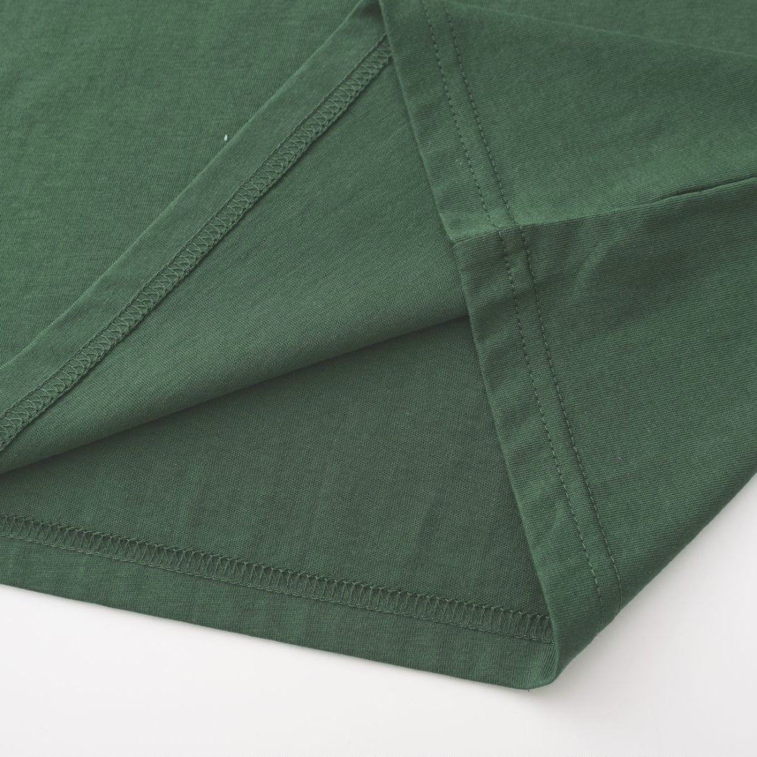 Unisex Solid Thyme Green Crew Neck