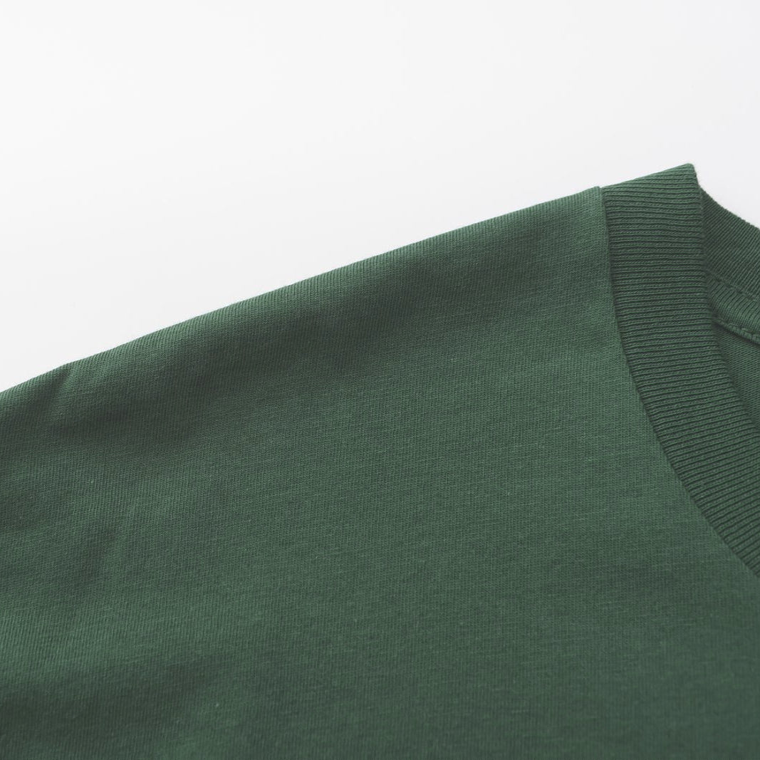 Unisex Solid Thyme Green Crew Neck