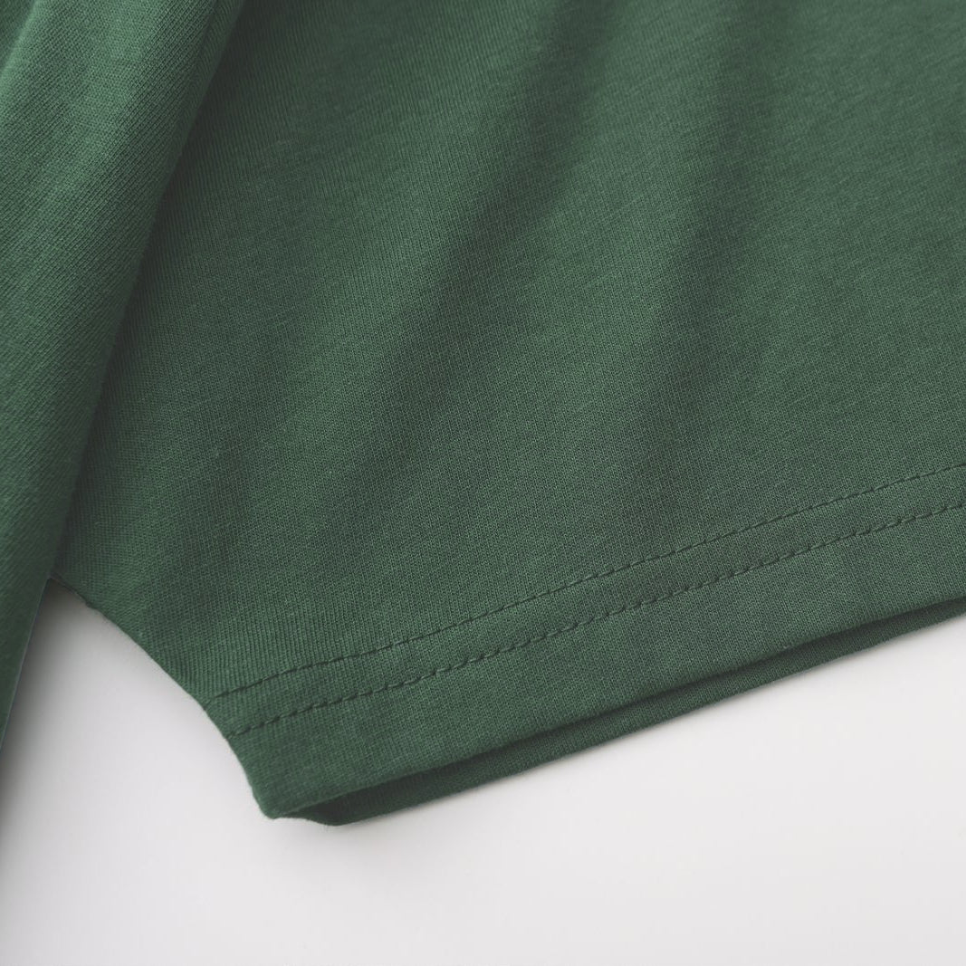Unisex Solid Thyme Green Crew Neck