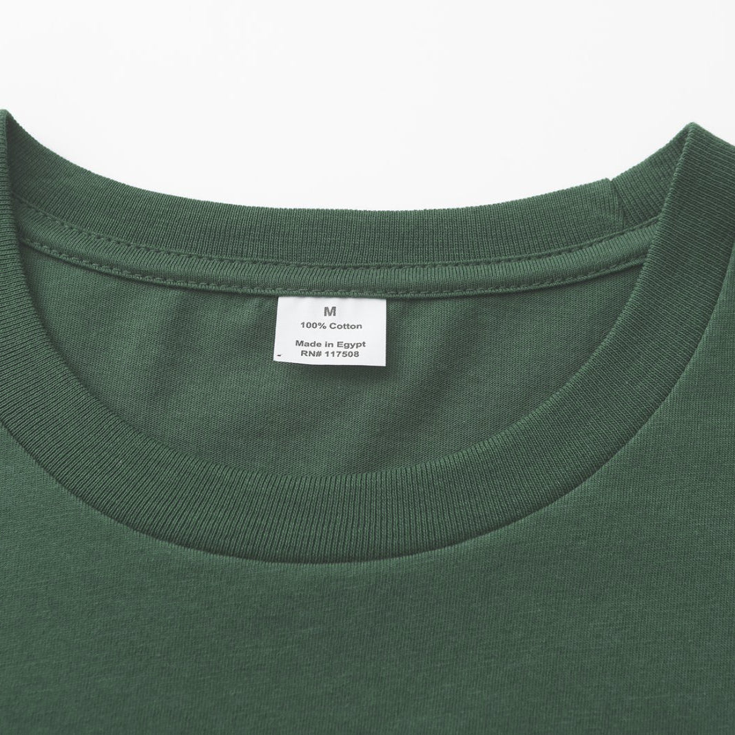 Unisex Solid Thyme Green Crew Neck