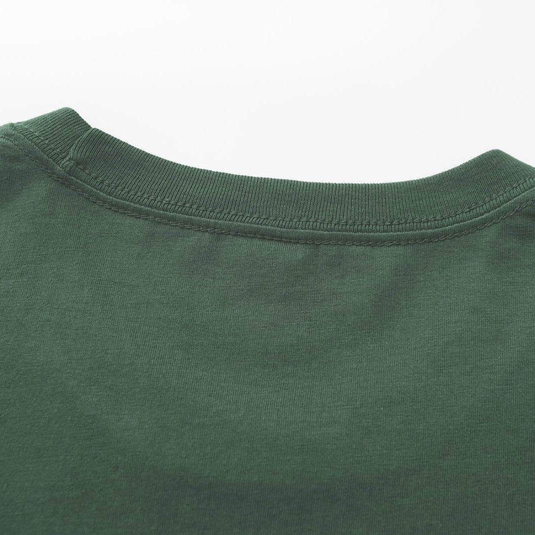 Unisex Solid Thyme Green Crew Neck