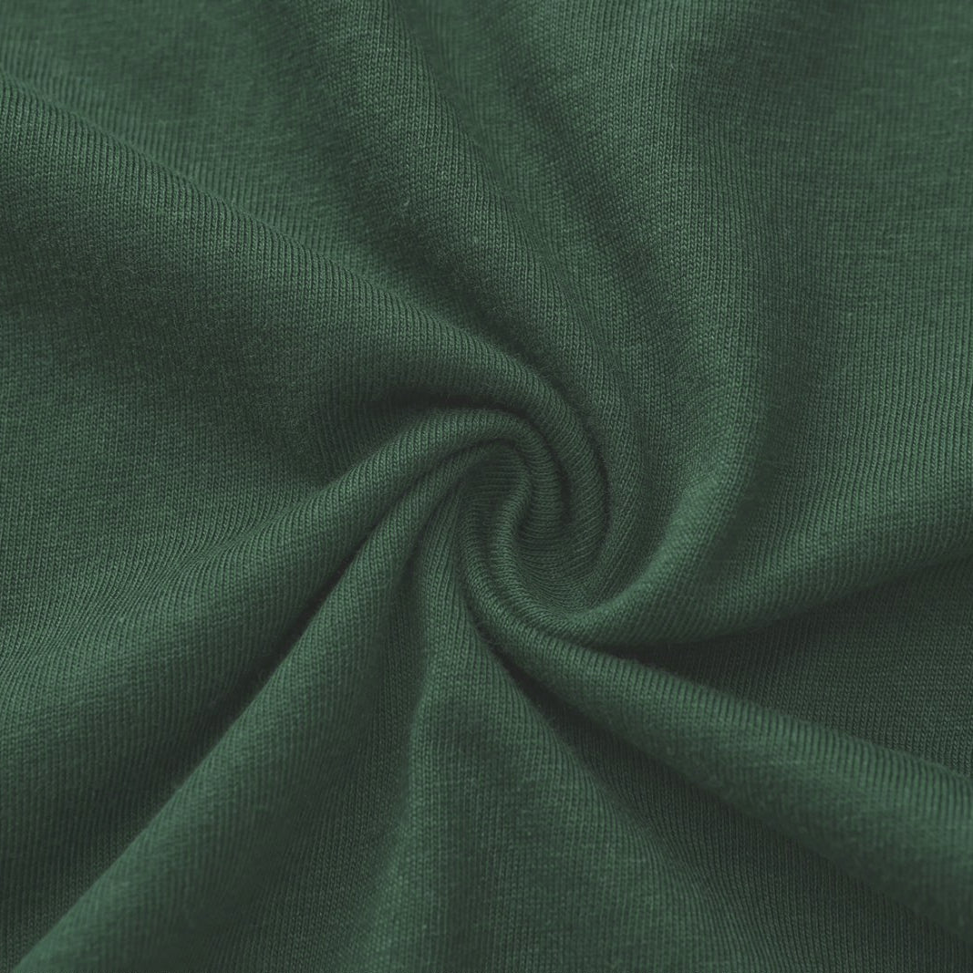 Unisex Solid Thyme Green Crew Neck