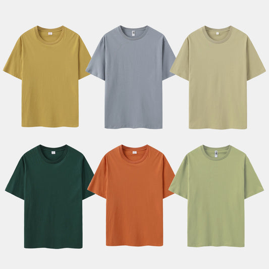 Unisex Solid 6-Pack Crew Neck(Light Camel/Comet/Fossil Heather/Midnight Teal/Tuscan/Safari)