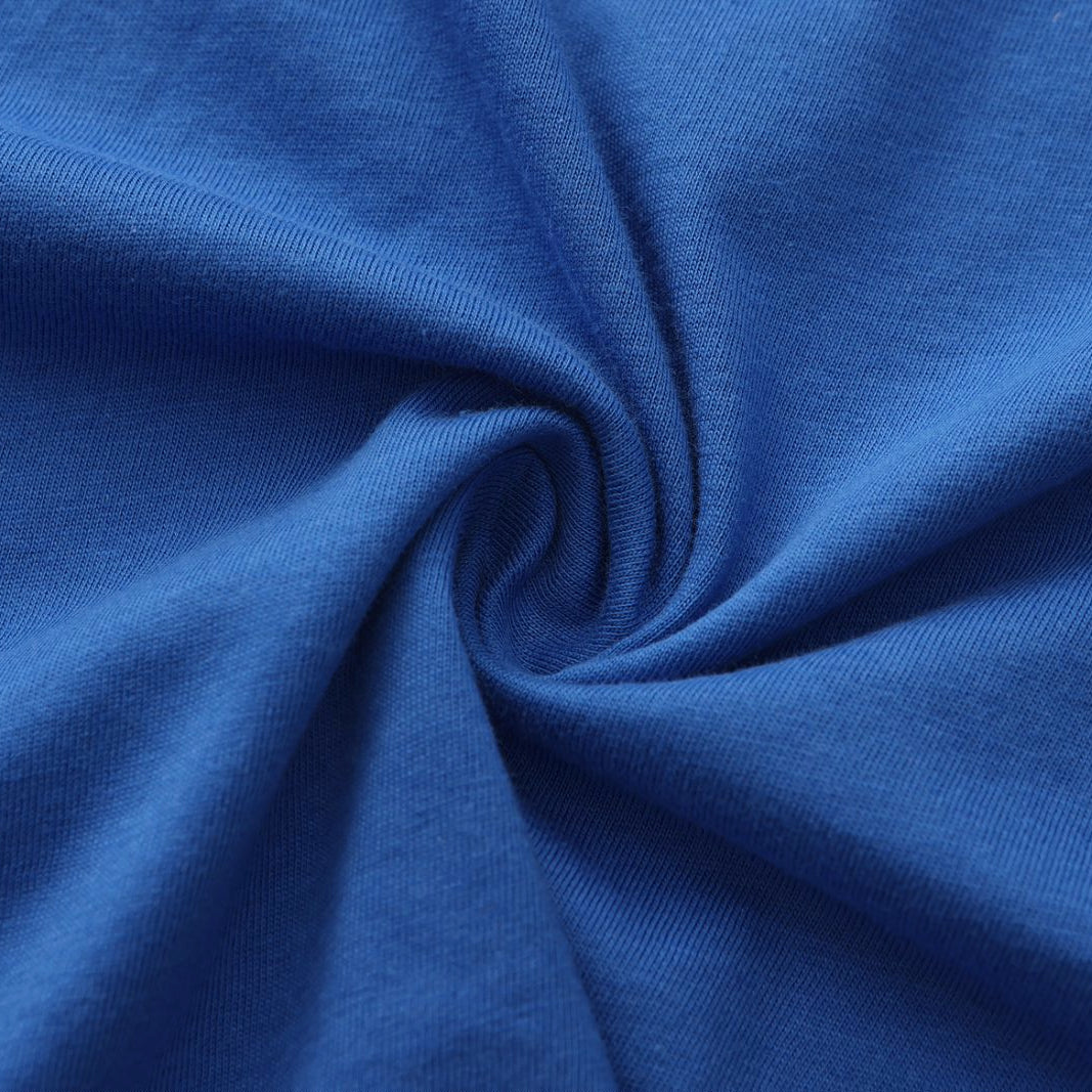 Unisex Solid Vivid Blue Crew Neck