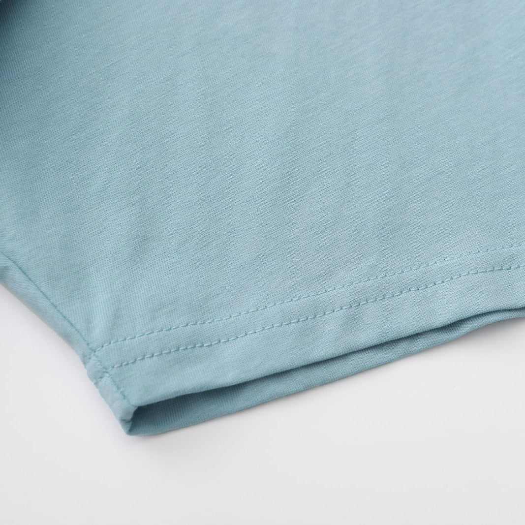 Unisex Solid Ripple Blue Crew Neck