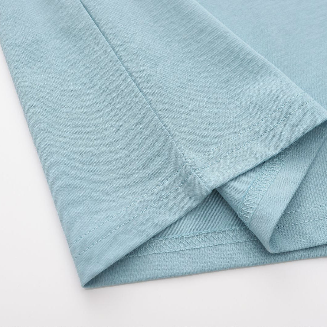 Unisex Solid Ripple Blue Crew Neck