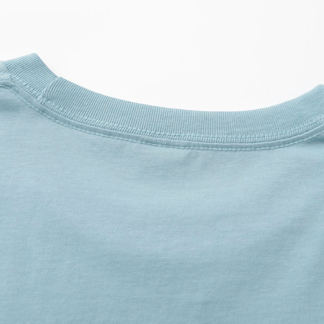 Unisex Solid Ripple Blue Crew Neck