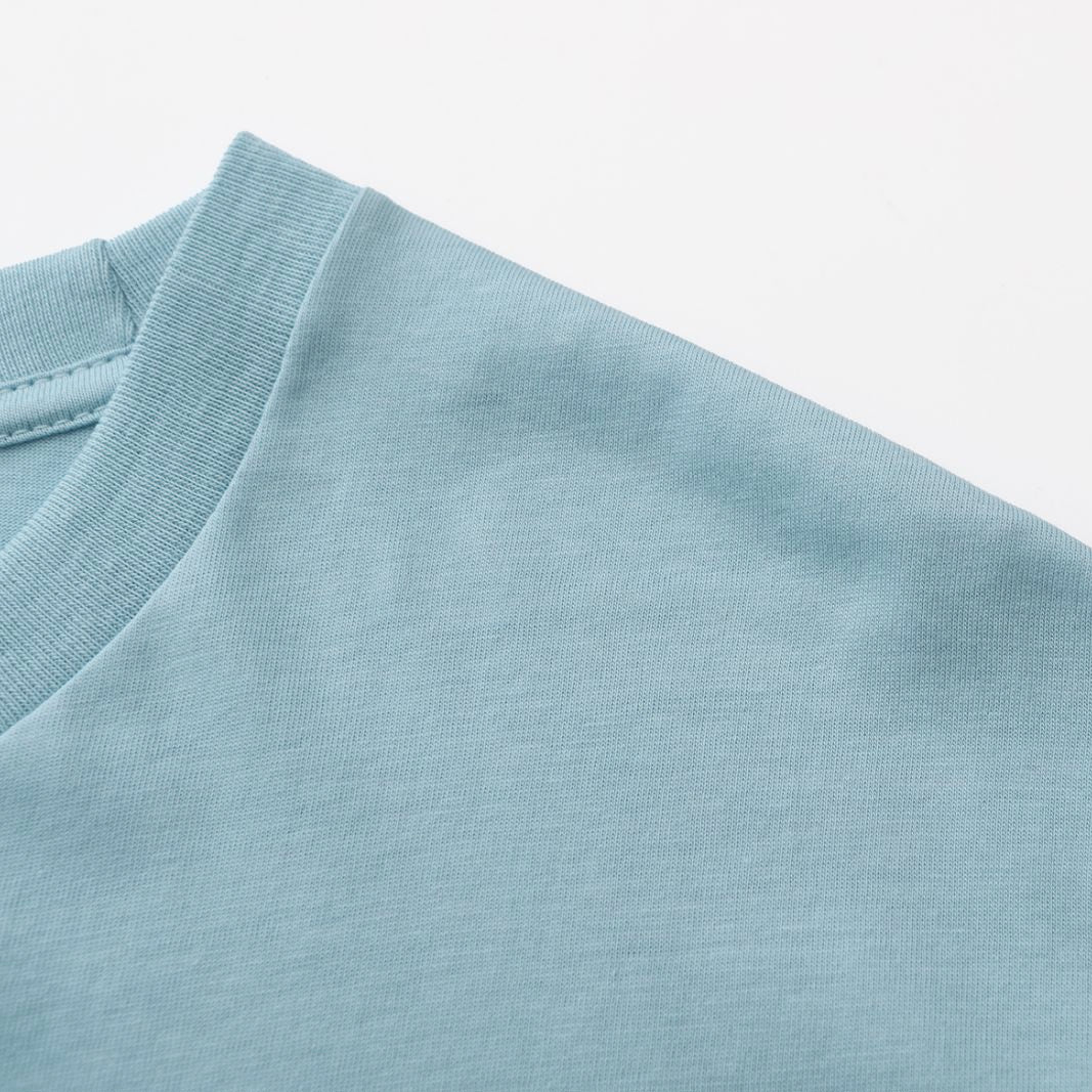 Unisex Solid Ripple Blue Crew Neck