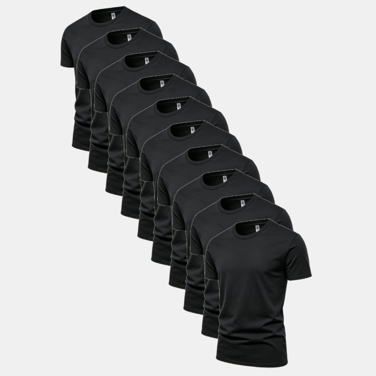 Unisex Solid All Black 10-Pack Crew Neck