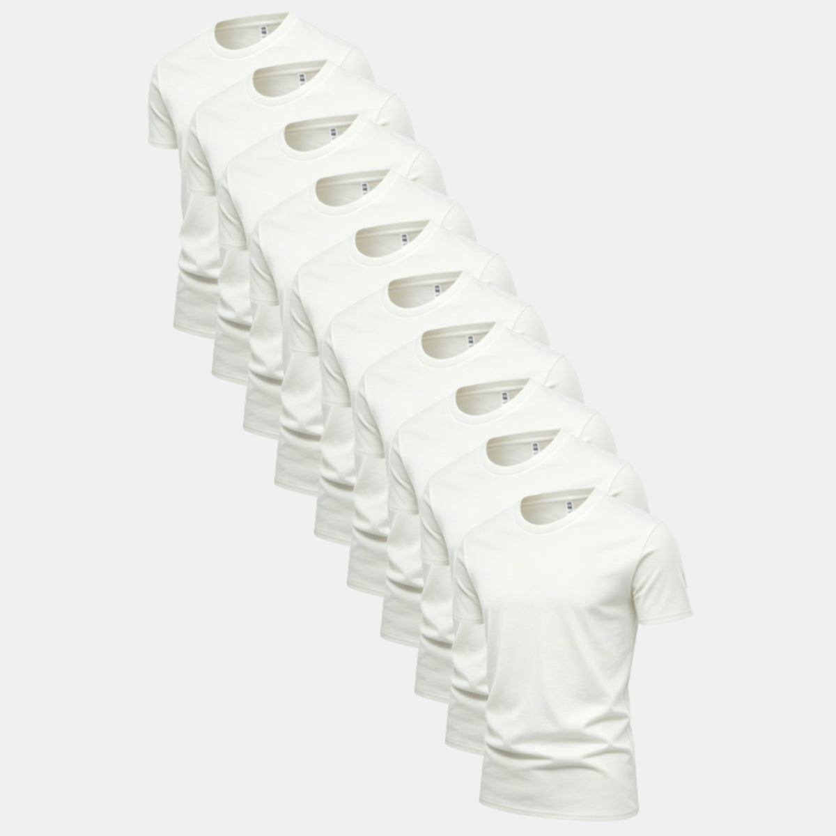 Unisex Solid All White 10-Pack Crew Neck