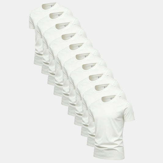 Unisex Solid All White 10-Pack Crew Neck