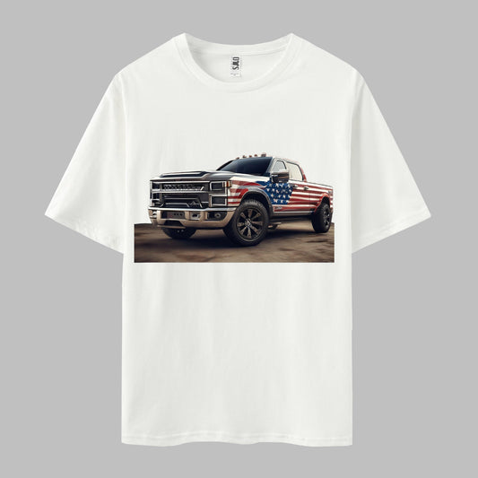 Car Print Short Sleeve Crew Neck T-shirt