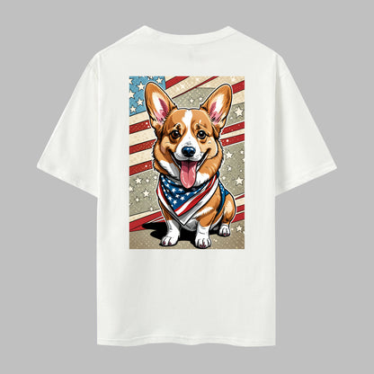 Dog Print Short Sleeve Crew Neck T-shirt